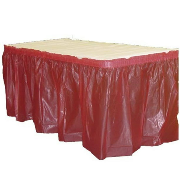 Premium Plastic Burgundy Table Skirt 29" x 14" Reusable